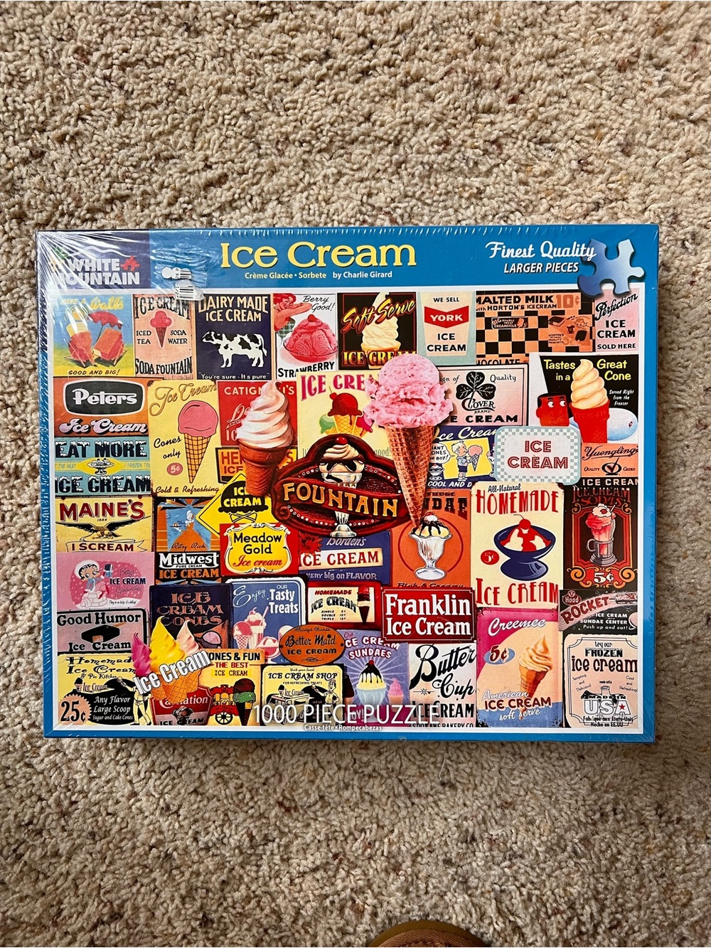 White Mountain Ice Cream Puzzle - Blue, Red, Yellow